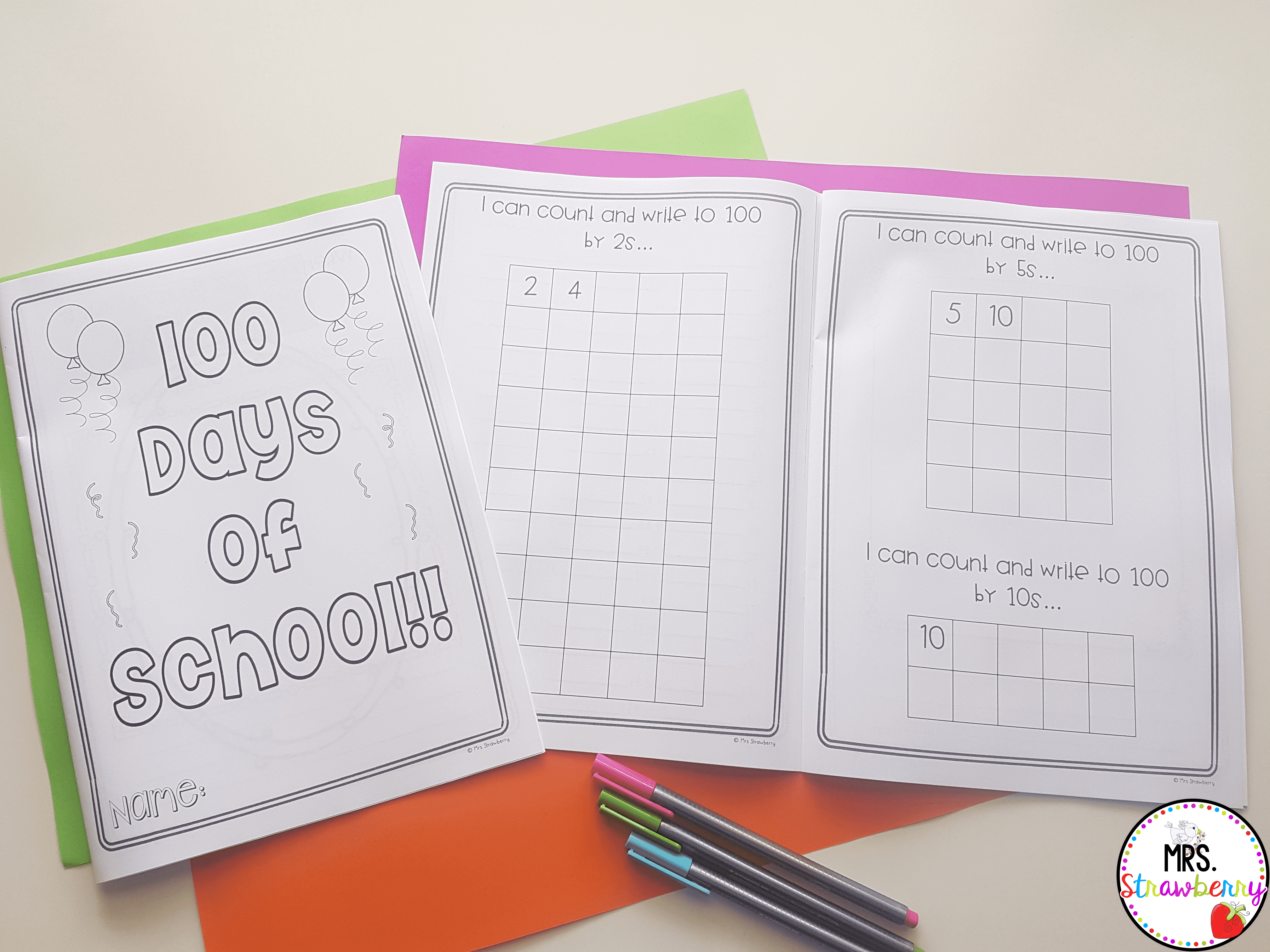 click here for the 100 days of school activity booklet
